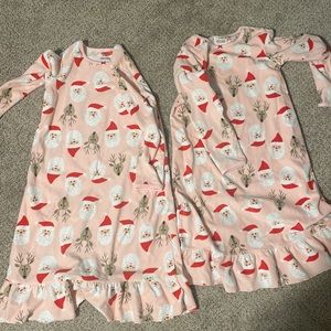 Carters Christmas girls marching fleece Santa nightgowns. Size 8-10. Worn twice.